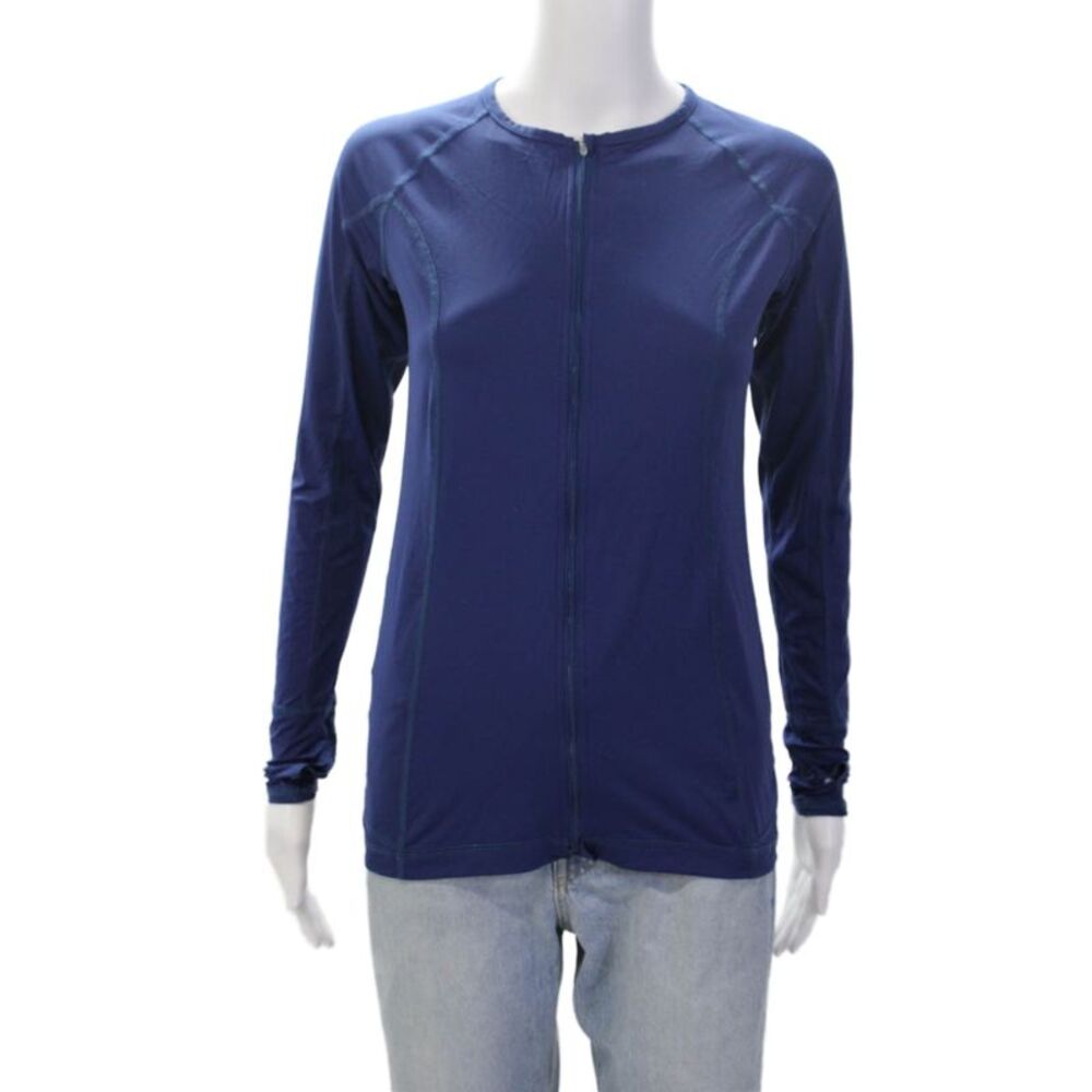 Bloq.UV Womens Crew Neck Full Zip Long Sleeve Jacket Blue Size Small